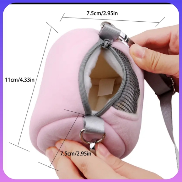 Hamster pet Carrier Small Animal Hammock sugar glider mice carrier purse design. - Picture 4 of 6